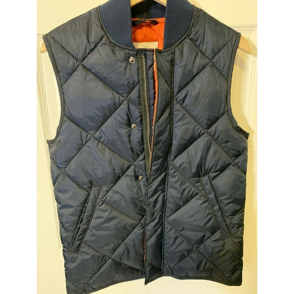 Free Assembly Womens XS Everyday‎ Diamond Quilted Vest Blue Orange New With Out
